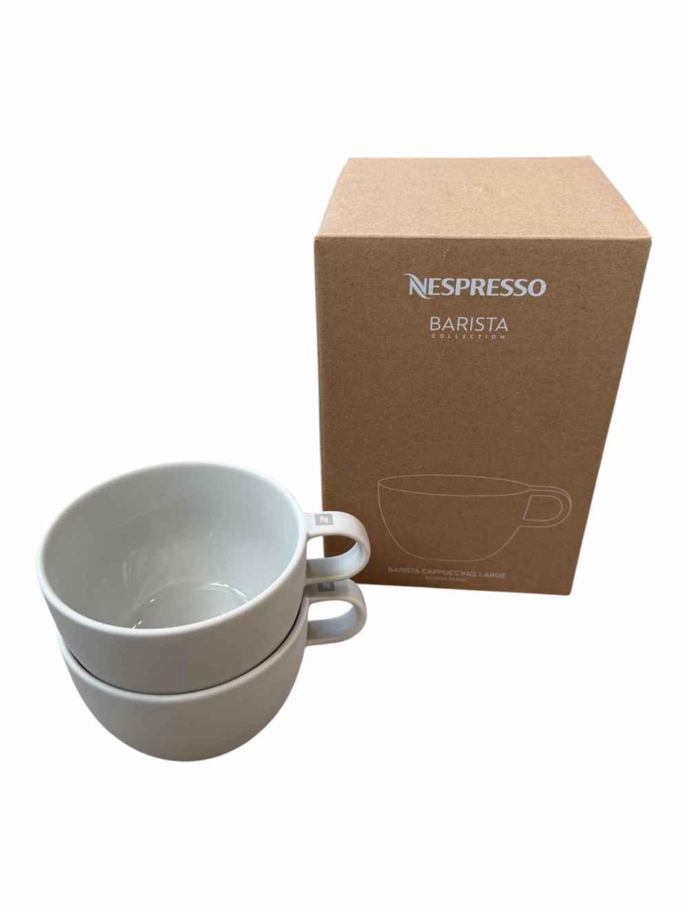 NEW Nespresso Set of 2 Barista Cappuccino Cups Large Ceramic Porcelain Coffee
